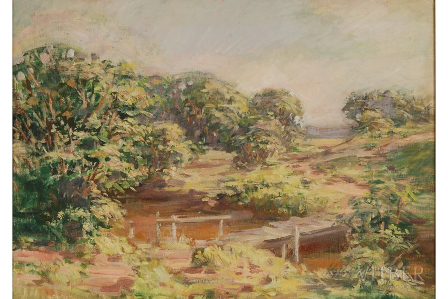 Вимба Волдемарс (1904 - 1985), Пейзаж с ручьём, картон, масло, 40 х 55 см